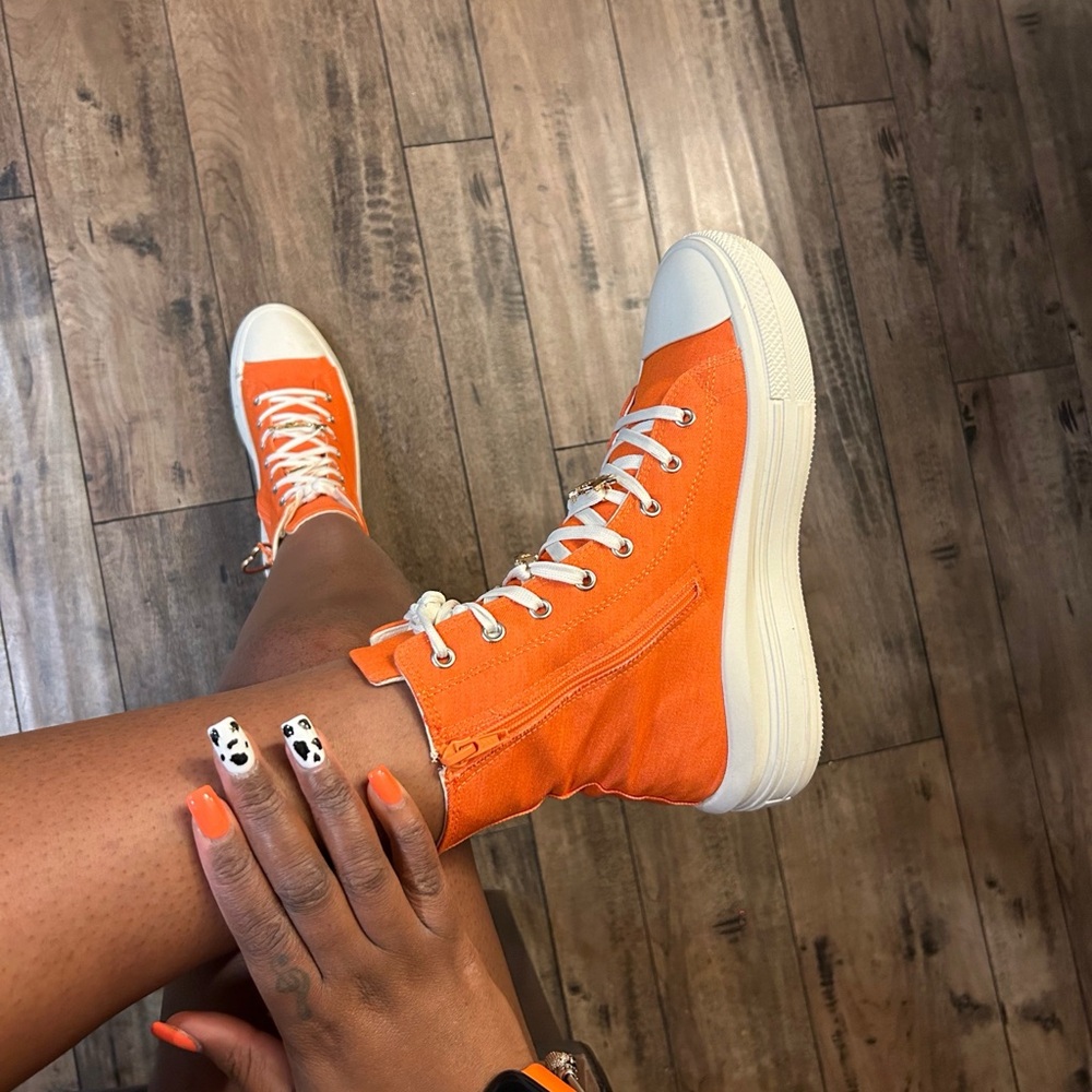 Orange High-Top Sneakers